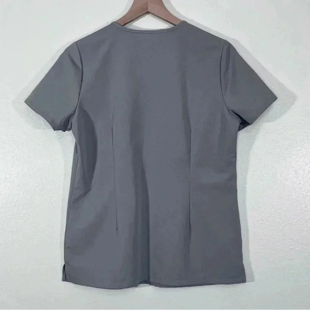 Figs Casma Three Pockets Light Gray Scrub Top